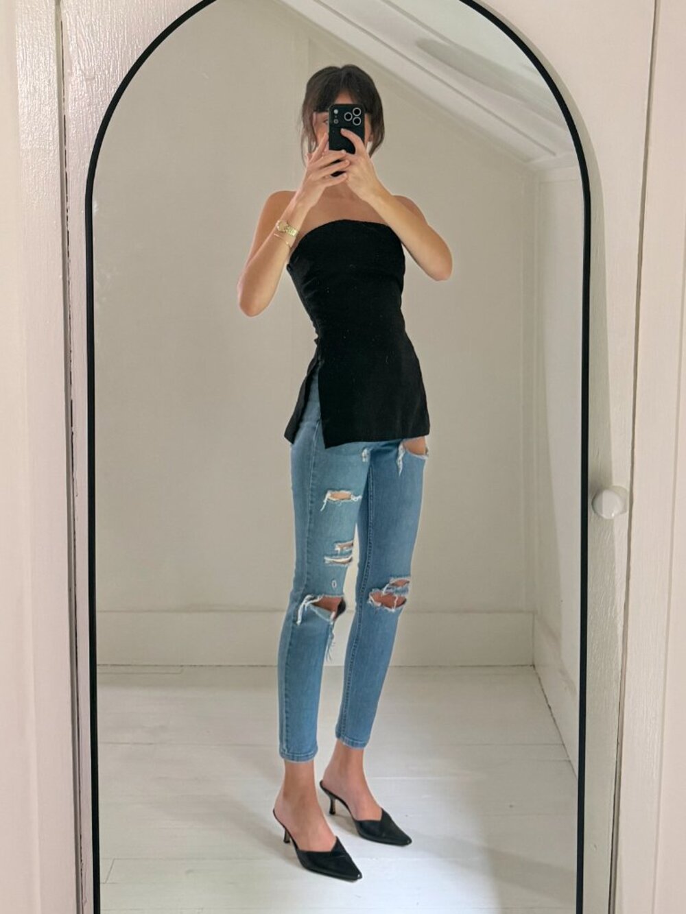 Topshop Distressed Ripped Skinny Leg Jeans Size 26 Retail $85